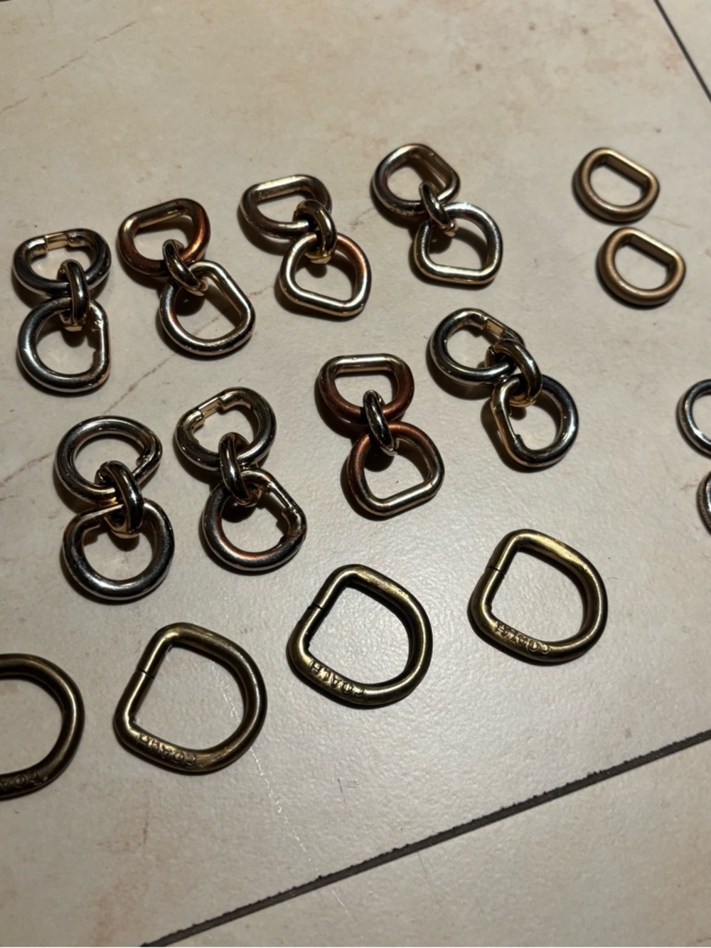 Coach Mixed Metal D-Ring & Link Hardware - Gold, Bronze, Silver Tones - Picture 2 of 5